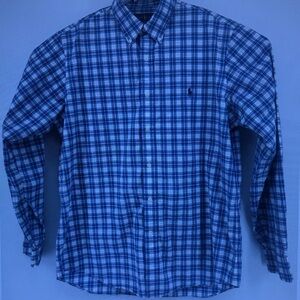 Ralph Lauren Navy and White Plaid Button-Down Shirt - Men's